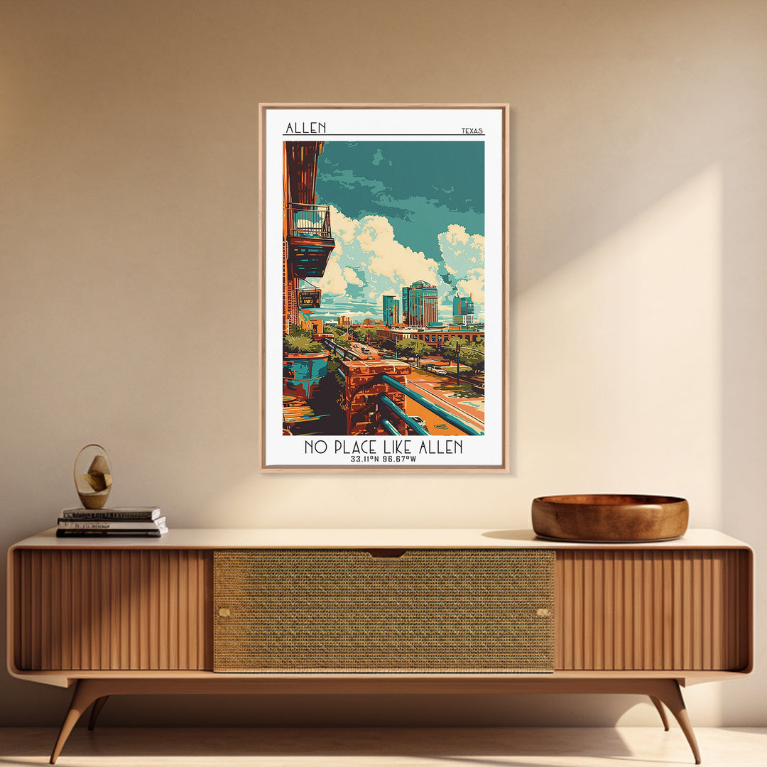 Allen Travel Poster, Canvas Print, Retro Travel Poster, City Wall Art, Art Print, Travel Wall Art, Colorful Wall Art, Travel Posters