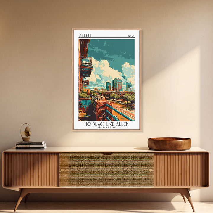 Allen Travel Poster, Canvas Print, Retro Travel Poster, City Wall Art, Art Print, Travel Wall Art, Colorful Wall Art, Travel Posters