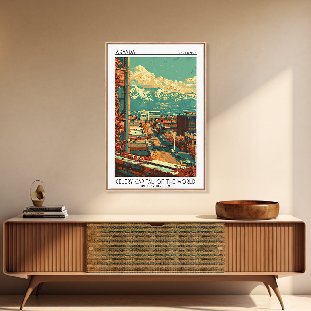 Arvada Travel Poster, Framed Canvas Print, Vintage Travel Print, City Wall Art, Travel Posters, Retro Travel Poster, Wanderlust Gift