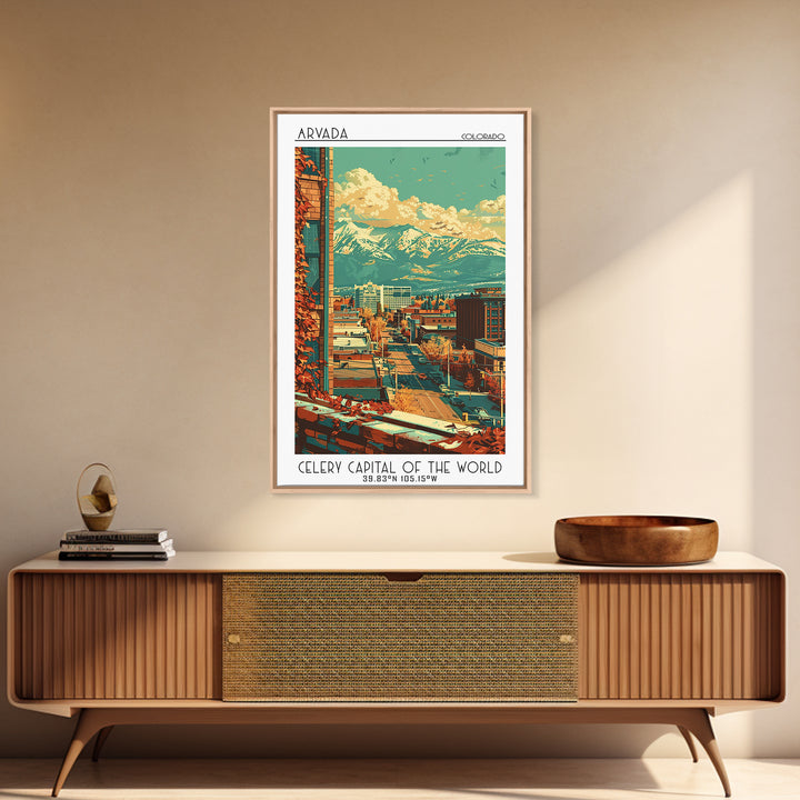 Arvada Travel Poster, Framed Canvas Print, Vintage Travel Print, City Wall Art, Travel Posters, Retro Travel Poster, Wanderlust Gift