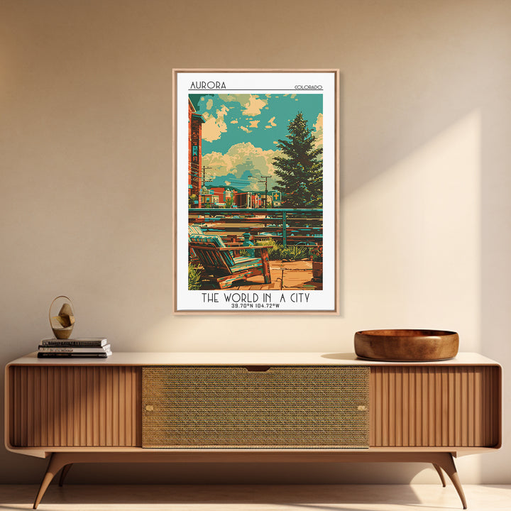 Aurora Travel Poster, Canvas Print, City Travel Poster, Travel Wall Decor, City Illustration, Home Office Decor, Retro Travel Poster