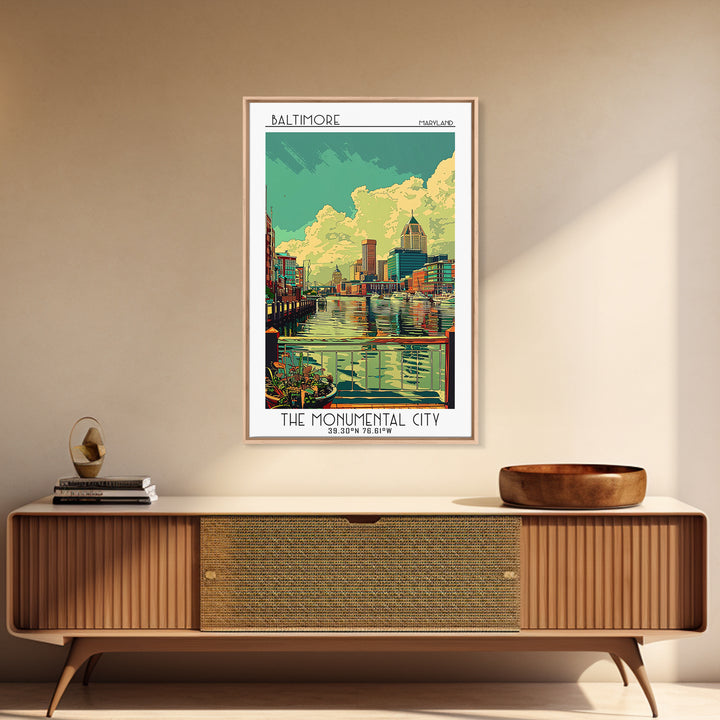 Baltimore Travel Poster, Framed Canvas Print, City Travel Poster, Travel Wall Art, Travel Wall Decor, Fine Art Print, Travel Posters