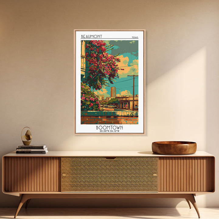 Beaumont Travel Poster, Canvas Print, City Travel Poster, Travel Wall Decor, Travel Art Print, Watercolor Cityscape, Travel Wall Art