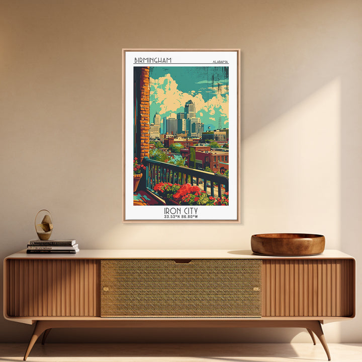 Birmingham Travel Poster, Canvas Print, City Art Print, Travel Wall Art, Art Print, Wanderlust Gift, Home Office Decor, Travel Print