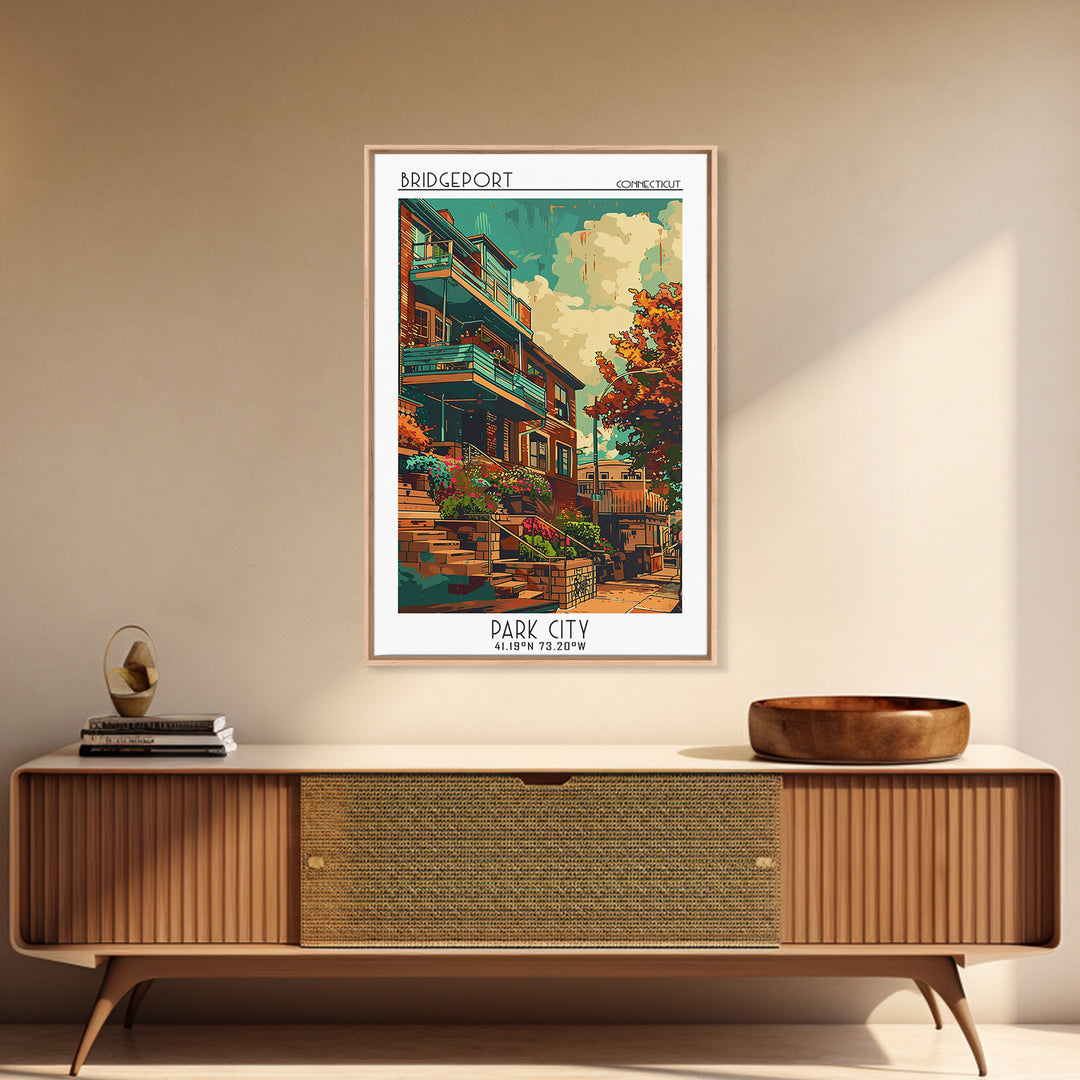 Bridgeport Travel Poster, Canvas Print, Travel Wall Art, City Wall Art, Poster Art, Wall Art, Retro Travel Poster, Modern Wall Decor