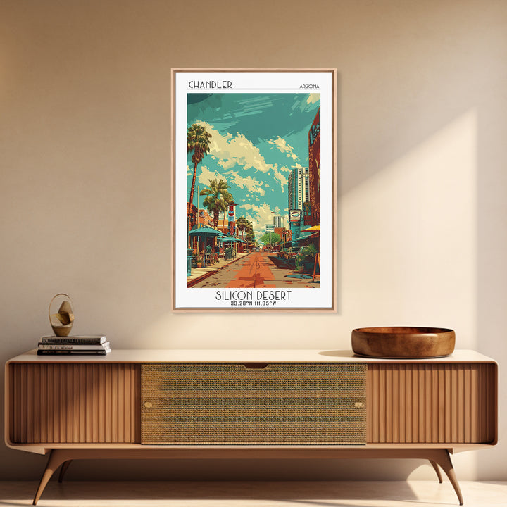 Chandler Travel Poster, Framed Canvas Print, City Art Print, Travel Wall Art, Mid Century Wall Art, Minimalist Poster, Landscape Art