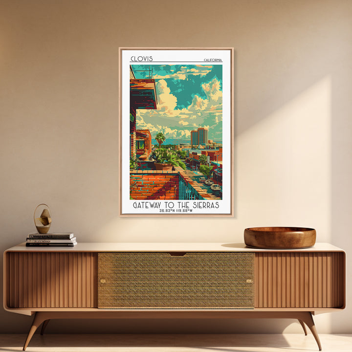 Clovis Travel Poster, Framed Canvas Print, City Art Print, Travel Wall Art, Wanderlust Gift, Poster Art, Landscape Art, Poster Print