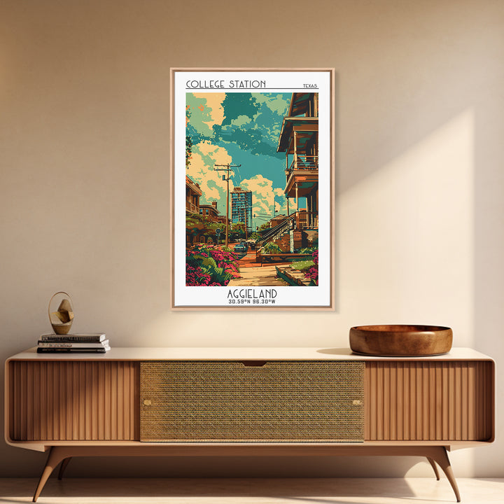 College Station Travel Poster, Framed Canvas Print, City Travel Poster, Travel Wall Art, Travel Print, Landscape Art, Travel Posters