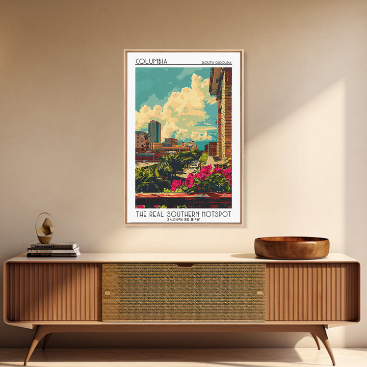 Columbia South Carolina Travel Poster, Canvas Print, Retro Travel Poster, City Wall Art, Poster Art, Travel Decor, City Illustration