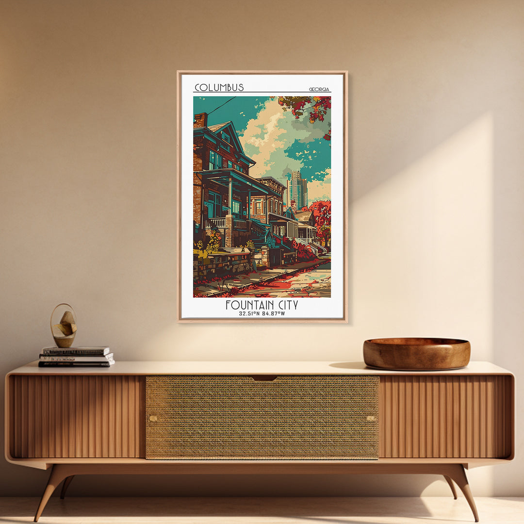 Columbus Travel Poster, Framed Canvas Print, City Travel Poster, Travel Wall Art, Vintage Travel Print, Poster Print, Fine Art Print