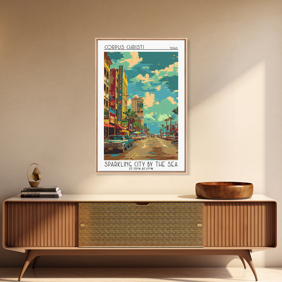 Corpus Christi Travel Poster, Canvas Print, City Art Print, Travel Wall Art, Home Office Decor, Minimalist Poster, City Illustration