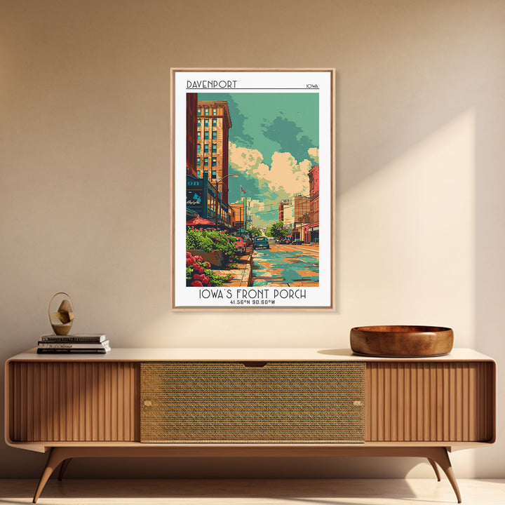 Davenport Travel Poster, Framed Canvas Print, Poster Print, Travel Wall Art, Retro Travel Print, Retro Travel Poster, Fine Art Print
