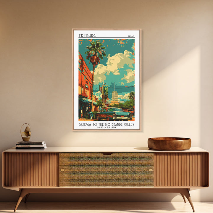 Edinburg Travel Poster, Framed Canvas Print, Retro Travel Poster, City Wall Art, Mid Century Wall Art, Home Decor, Modern Wall Decor