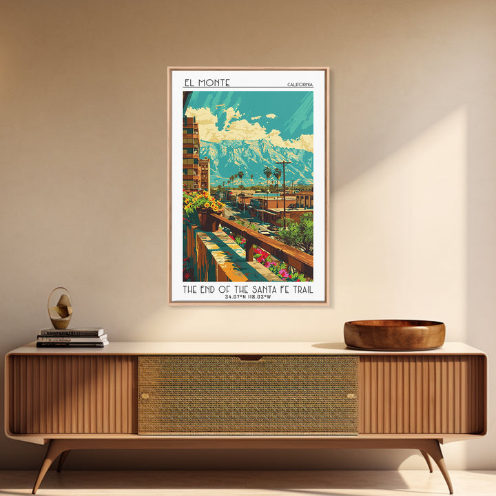 El Monte Travel Poster, Canvas Print, City Art Print, Travel Wall Art, Wall Art, Travel Prints, Gallery Wall Set, Retro Travel Print