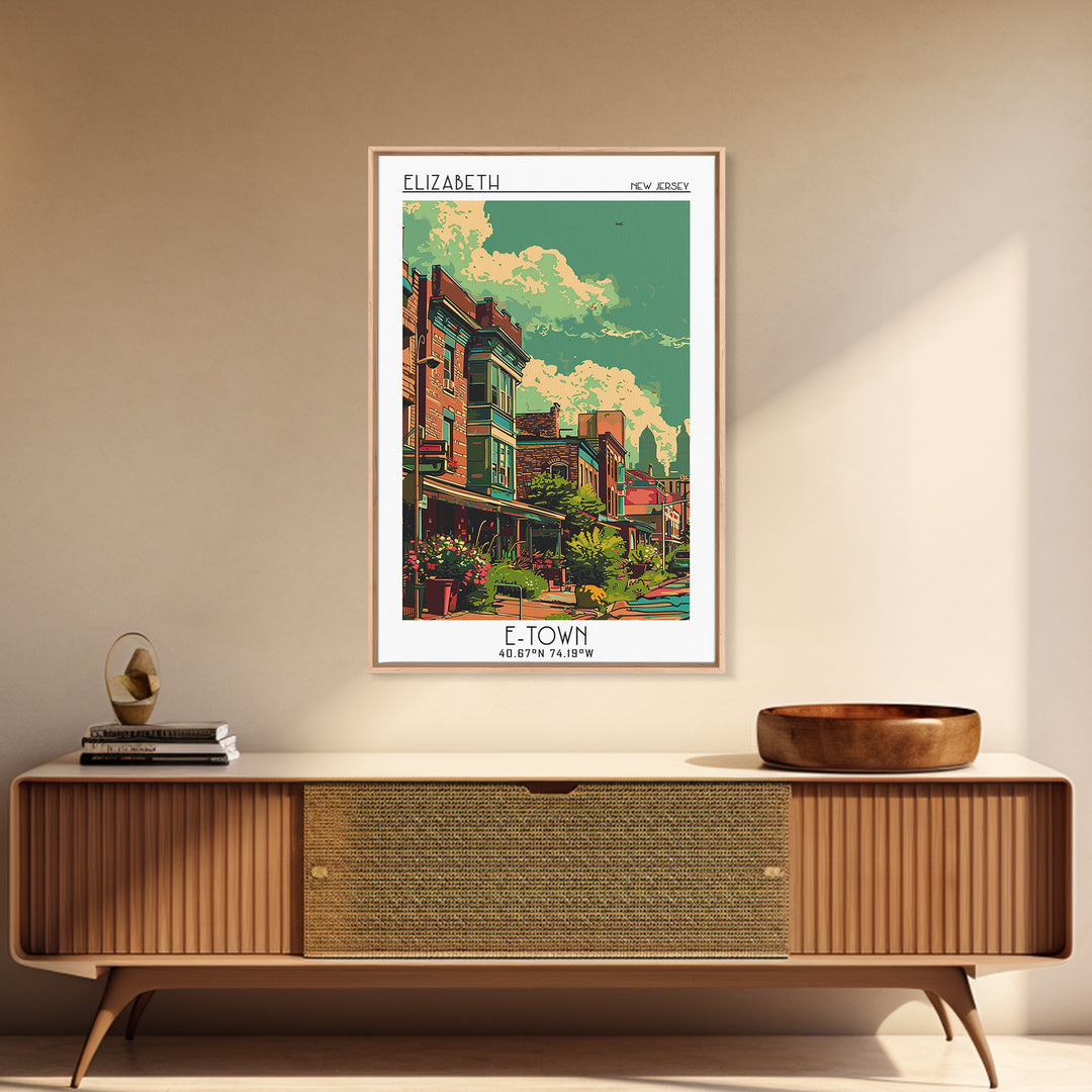 Elizabeth Travel Poster, Framed Canvas Print, Travel Art Print, Modern Wall Decor, Poster Art, City Travel Poster, Colorful Wall Art