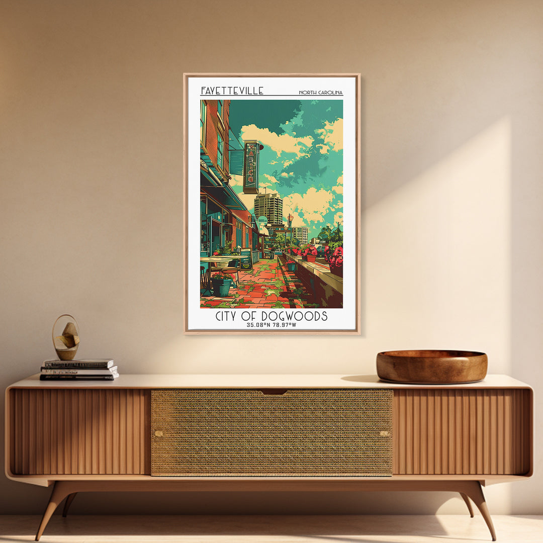 Fayetteville Travel Poster, Framed Canvas Print, Poster Print, Travel Wall Art, Minimalist Poster, City Art Print, City Illustration