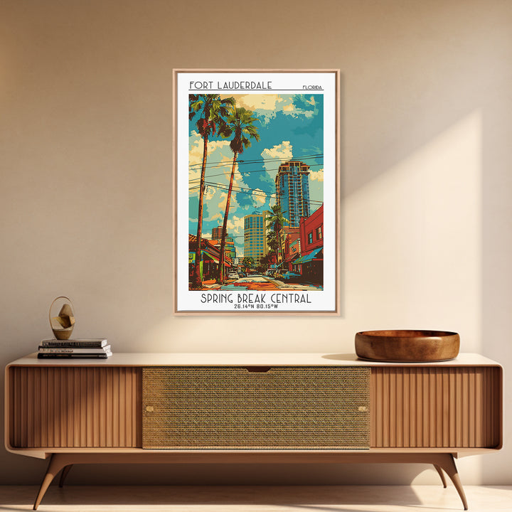 Fort Lauderdale Travel Poster, Canvas Print, City Travel Poster, Travel Wall Art, Wanderlust Gift, Retro Wall Art, Minimalist Poster