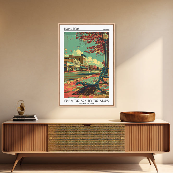 Hampton Travel Poster, Canvas Print, Travel Wall Art, City Wall Art, Poster Art, Modern Wall Decor, Retro Wall Art, Travel Art Print