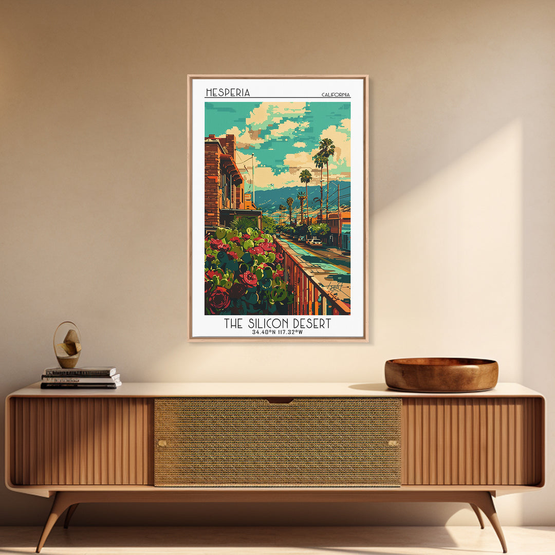 Hesperia Travel Poster, Framed Canvas Print, Vintage Travel Print, City Wall Art, Travel Wall Art, Vintage Travel Art, Landscape Art