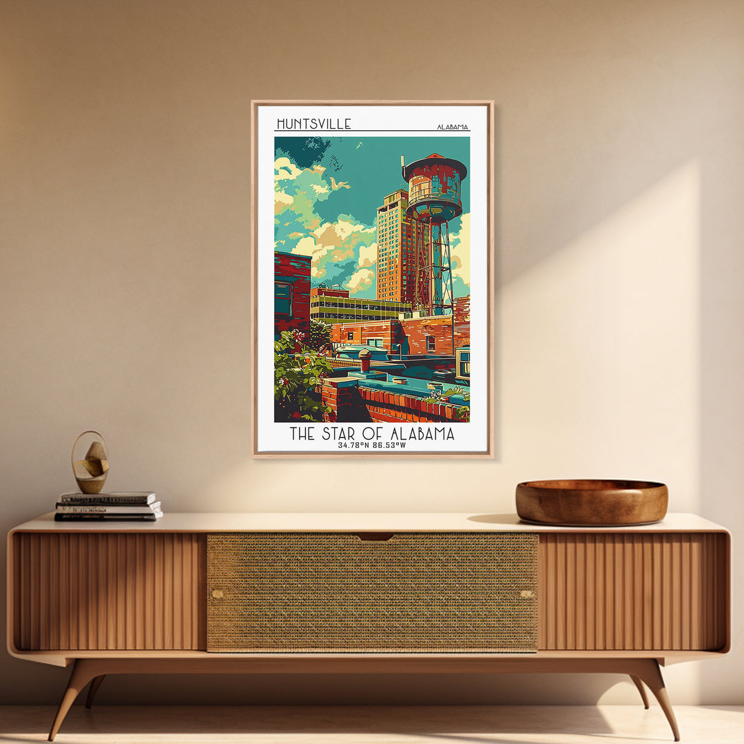 Huntsville Travel Poster, Canvas Print, Poster Print, Travel Wall Art, Travel Wall Decor, Wall Art, Travel Print, Retro Travel Print