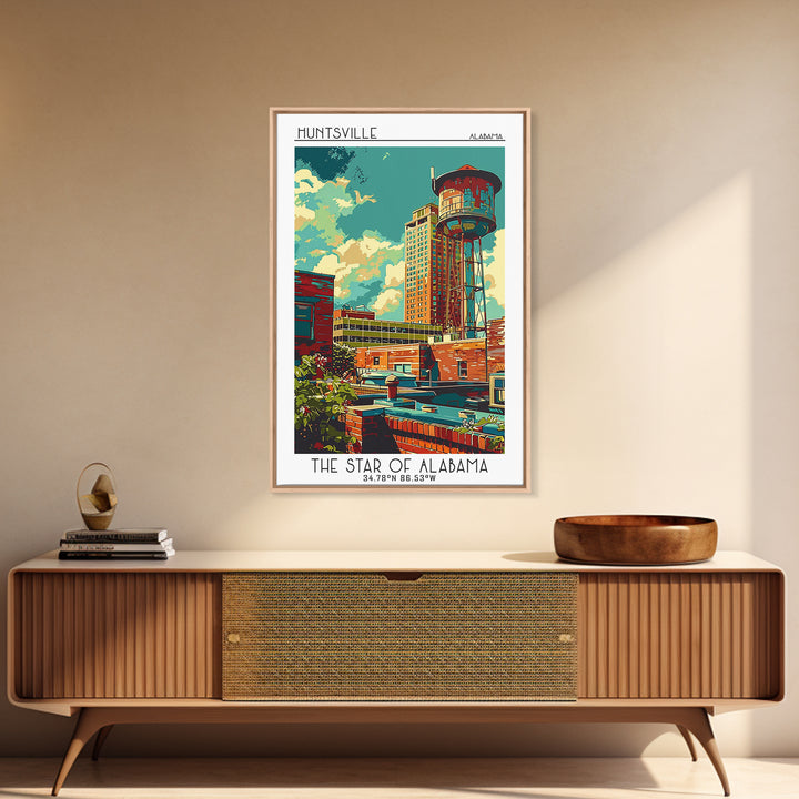 Huntsville Travel Poster, Canvas Print, Poster Print, Travel Wall Art, Travel Wall Decor, Wall Art, Travel Print, Retro Travel Print