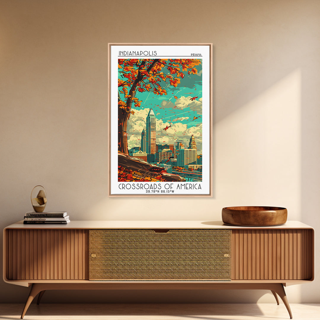 Indianapolis Travel Poster, Canvas Print, Retro Travel Poster, City Wall Art, Art Print, Minimalist Poster, Home Decor, Travel Decor