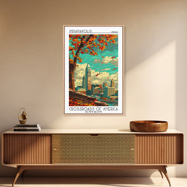 Indianapolis Travel Poster, Canvas Print, Retro Travel Poster, City Wall Art, Art Print, Minimalist Poster, Home Decor, Travel Decor