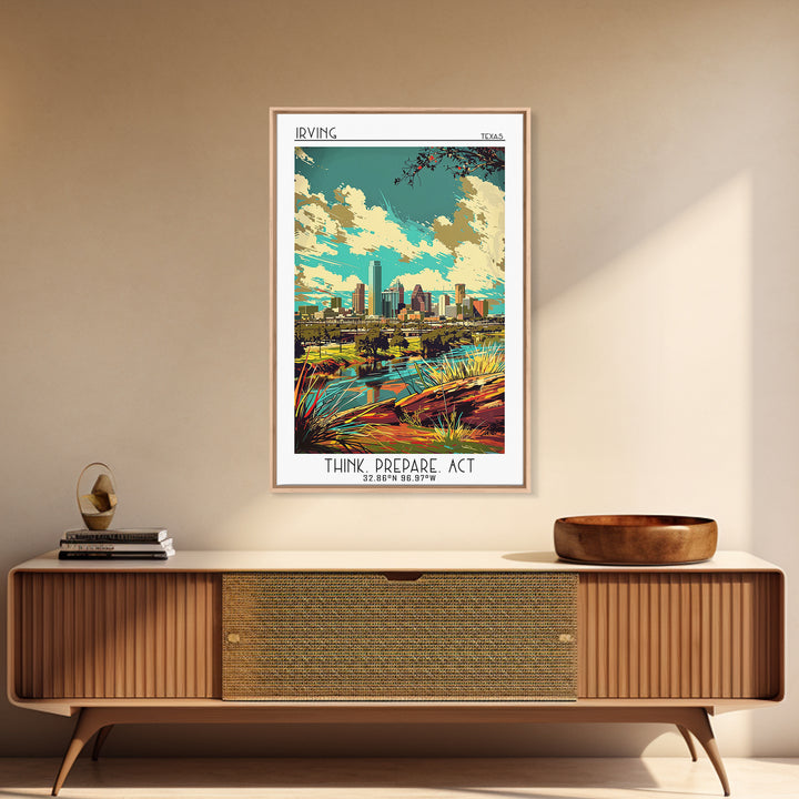 Irving Travel Poster, Framed Canvas Print, City Travel Poster, Vintage City Poster, Retro Wall Art, Retro Travel Print, Poster Print