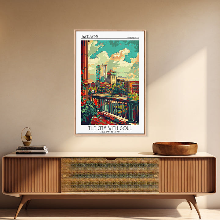 Jackson Travel Poster, Framed Canvas Print, City Travel Poster, Vintage City Poster, Landscape Art, Vintage Poster, Travel Art Print
