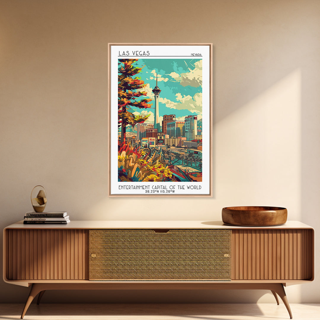 Las Vegas Travel Poster, Canvas Print, City Travel Poster, Travel Wall Art, Travel Prints, Mid Century Wall Art, Vintage City Poster