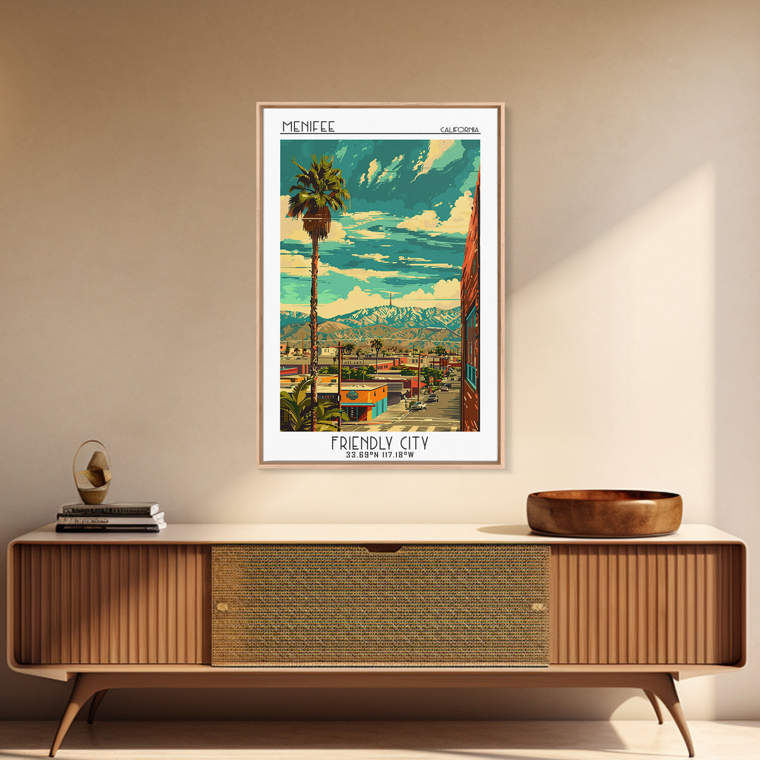Menifee Travel Poster, Framed Canvas Print, City Art Print, Travel Wall Art, Wall Art, Home Decor, Travel Posters, Modern Wall Decor