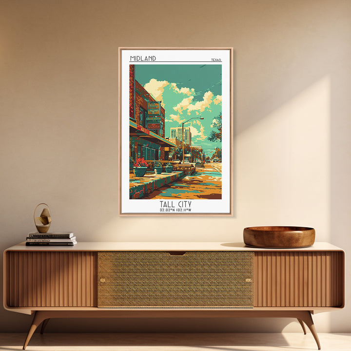 Midland Travel Poster, Framed Canvas Print, Poster Print, Travel Wall Art, Art Print, Travel Print, Retro Travel Print, Travel Decor