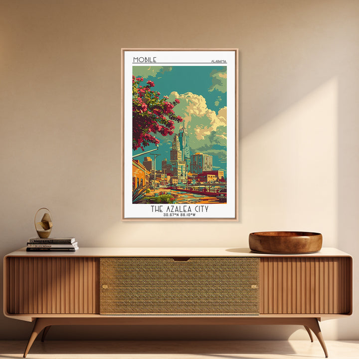 Mobile Travel Poster, Canvas Print, Travel Art Print, Modern Wall Decor, Art Print, Travel Prints, Colorful Wall Art, City Art Print