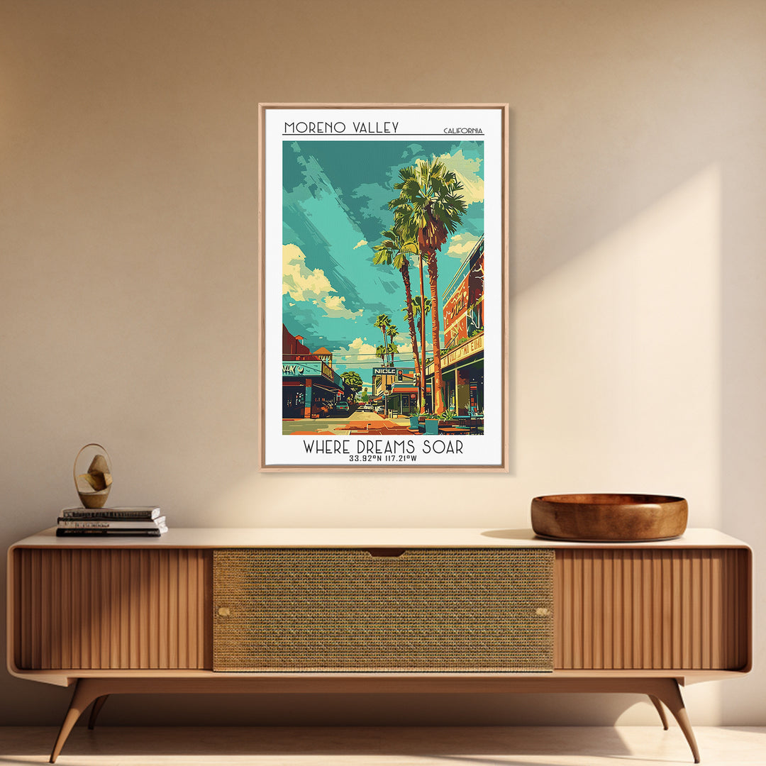 Moreno Valley Travel Poster, Canvas Print, Travel Wall Decor, Minimalist Poster, Modern Wall Decor, Home Office Decor, City Wall Art
