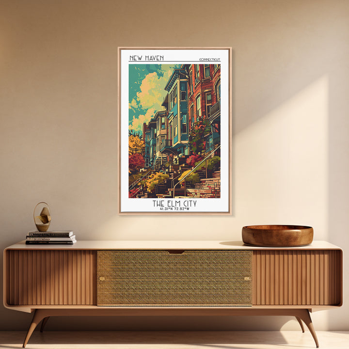 New Haven Travel Poster, Canvas Print, City Travel Poster, Vintage City Poster, Landscape Art, Travel Wall Art, Mid Century Wall Art