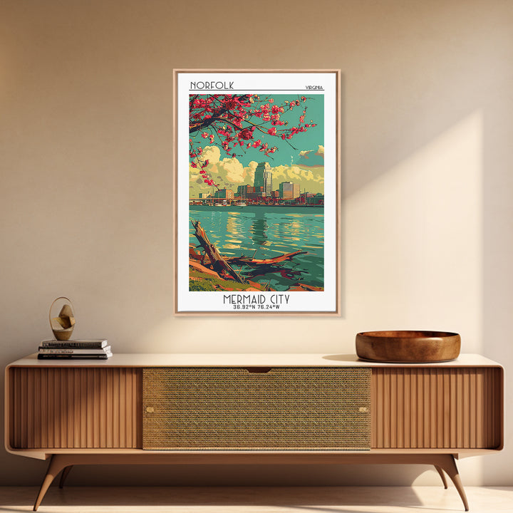 Norfolk Travel Poster, Framed Canvas Print, City Travel Poster, Travel Wall Art, Living Room Wall Art, Home Office Decor, Poster Art