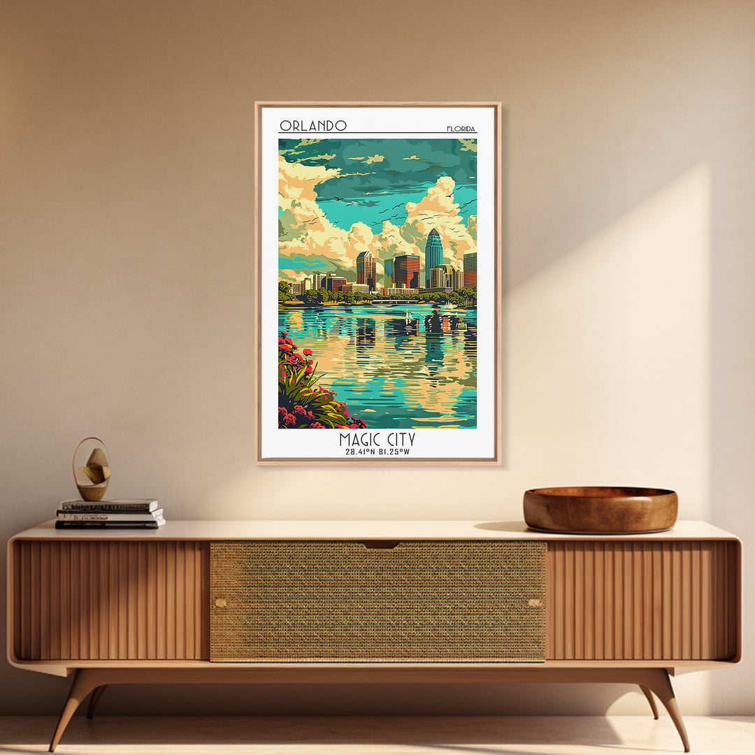 Orlando Travel Poster, Canvas Print, Retro Wall Art, Travel Print, Travel Posters, Retro Travel Print, Home Decor, Travel Wall Decor