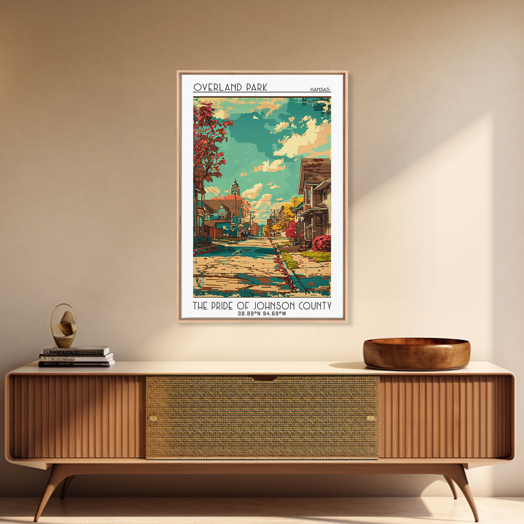 Overland Park Travel Poster, Framed Canvas Print, Vintage Travel Print, City Wall Art, Travel Posters, Travel Prints, City Art Print