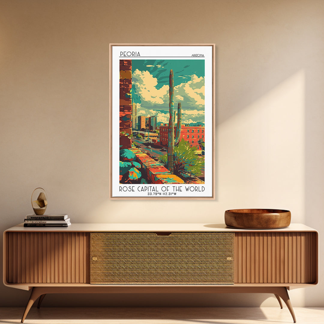 Peoria Travel Poster, Canvas Print, City Travel Poster, Travel Wall Decor, Travel Art Print, Living Room Wall Art, Home Office Decor