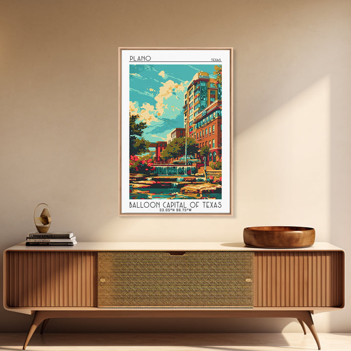 Plano Travel Poster, Canvas Print, Retro Travel Poster, City Wall Art, Travel Decor, Poster Art, Gallery Wall Set, Travel Wall Decor