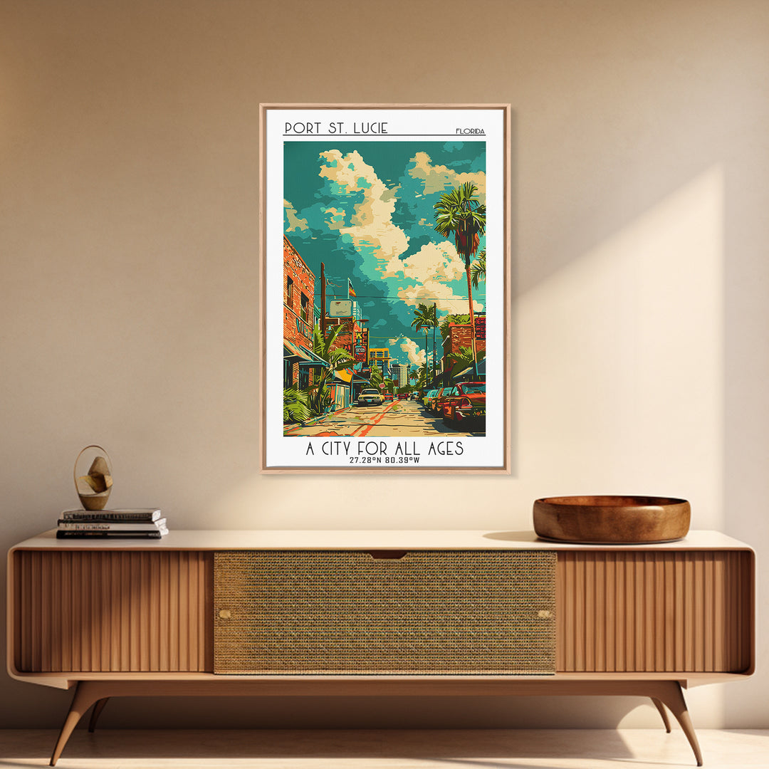 Port St Lucie Travel Poster, Canvas Print, Travel Wall Decor, Minimalist Poster, Living Room Wall Art, Retro Wall Art, City Wall Art