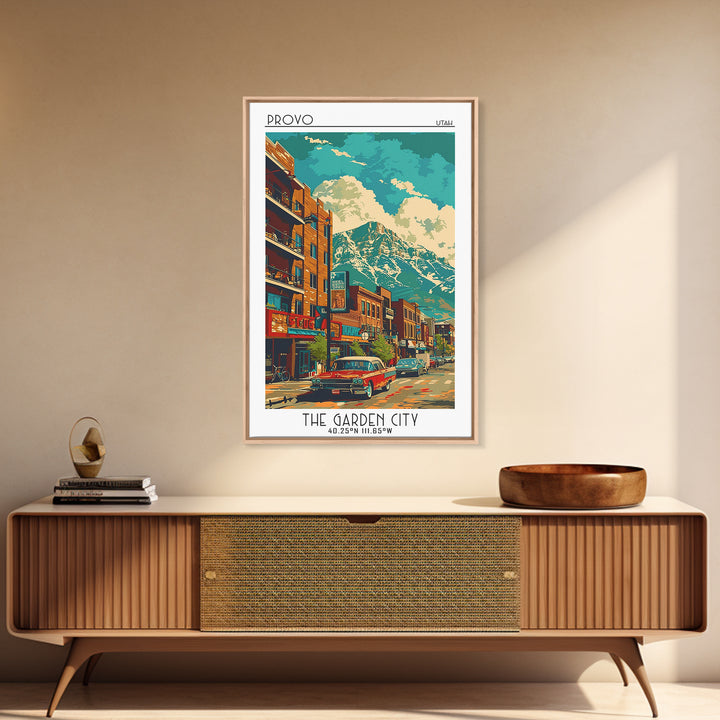 Provo Travel Poster, Canvas Print, Retro Wall Art, Travel Print, Mid Century Wall Art, Art Print, City Art Print, City Travel Poster