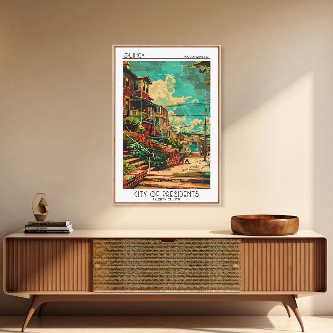 Quincy Travel Poster, Canvas Print, Travel Prints, Landscape Art, Art Print, Mid Century Wall Art, Travel Wall Art, Gallery Wall Set