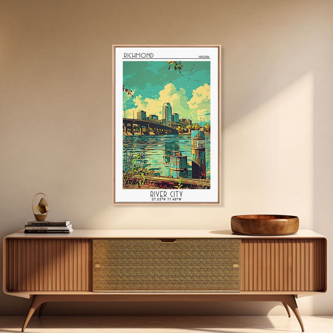Richmond Virginia Travel Poster, Framed Canvas Print, Poster Print, Travel Wall Art, Home Office Decor, Travel Print, Travel Posters