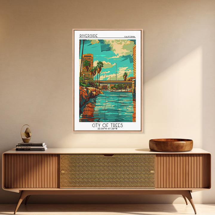 Riverside Travel Poster, Framed Canvas Print, Travel Prints, Landscape Art, Vintage Travel Art, City Travel Poster, Gallery Wall Set