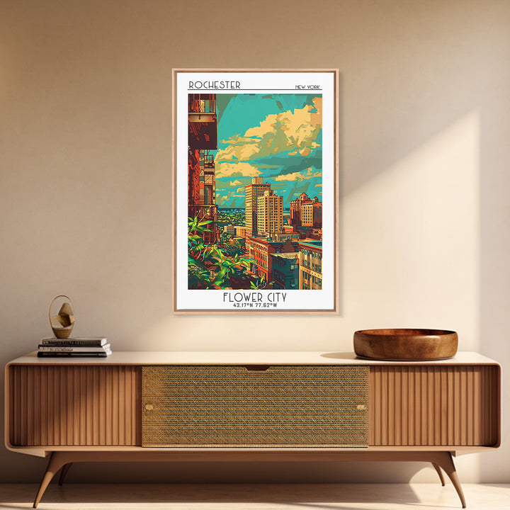 Rochester New York Travel Poster, Canvas Print, Travel Wall Art, City Wall Art, Vintage Travel, City Art Print, Living Room Wall Art