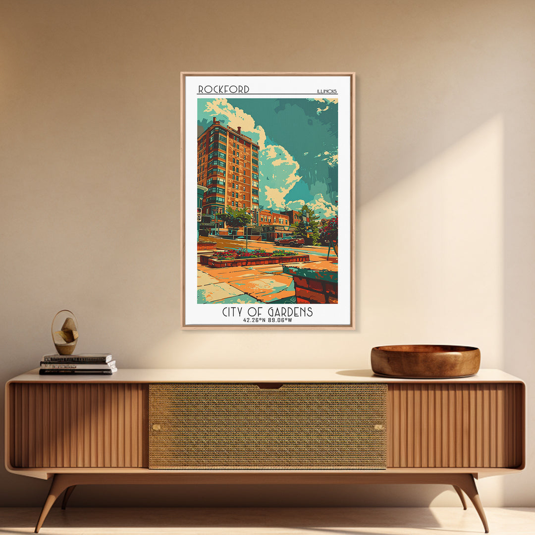 Rockford Travel Poster, Canvas Print, Travel Prints, Landscape Art, Wanderlust Gift, Poster Art, Vintage Travel Art, Vintage Posters