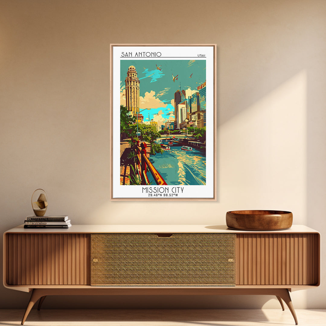 San Antonio Travel Poster, Canvas Print, Vintage Travel Print, City Wall Art, Travel Wall Art, Minimalist Poster, Retro Travel Print