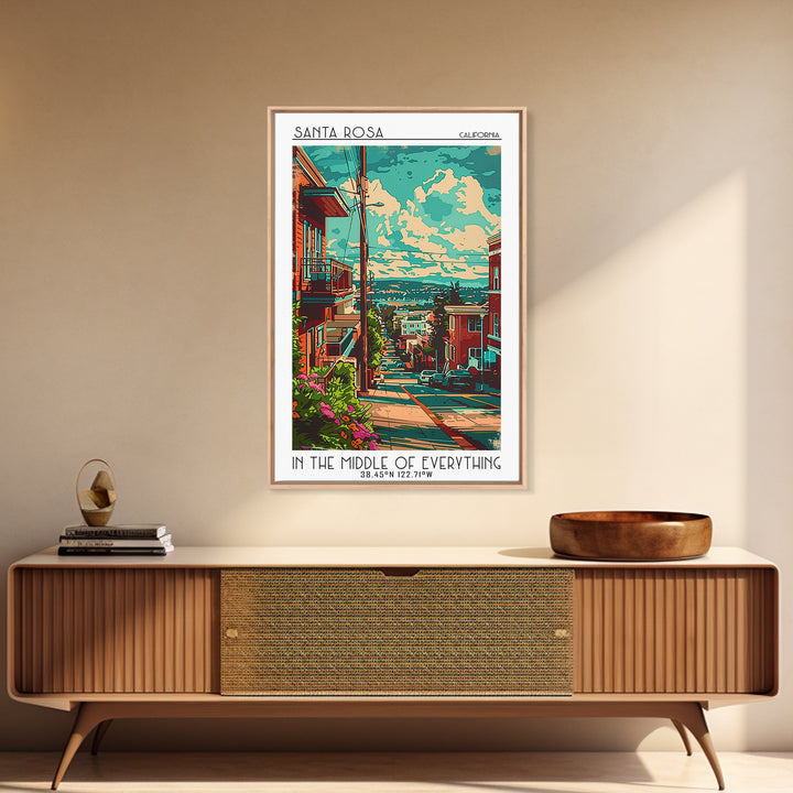 Santa Rosa Travel Poster, Canvas Print, Poster Print, Travel Wall Art, Vintage Travel Art, Mid Century Wall Art, Retro Travel Poster