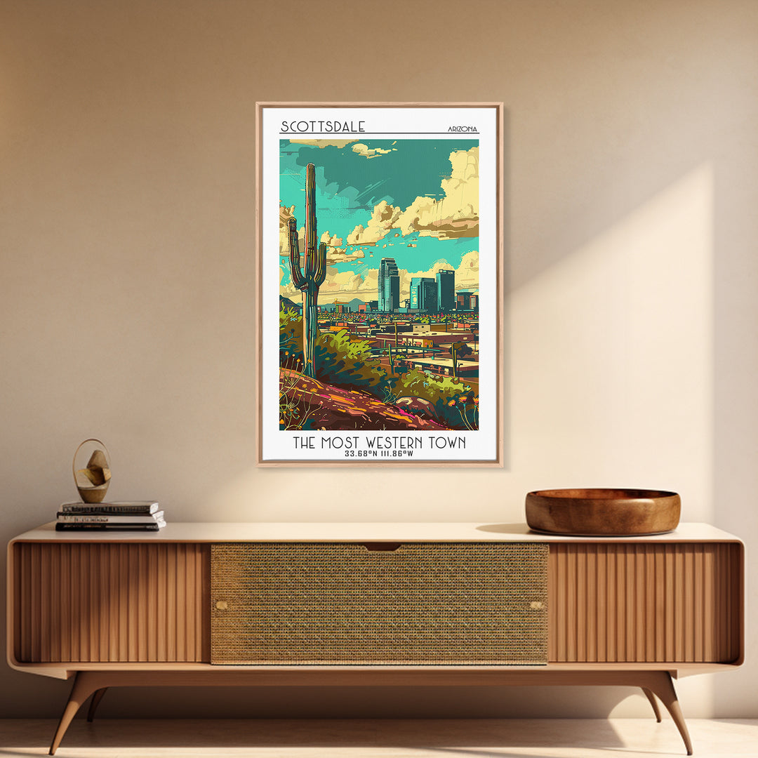 Scottsdale Travel Poster, Canvas Print, Travel Wall Decor, Minimalist Poster, Modern Wall Decor, Travel Posters, Retro Travel Poster